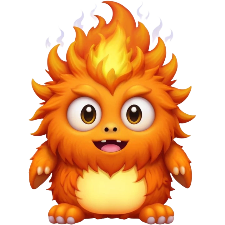 Sleepy cute fluffy flaming monster  emoji