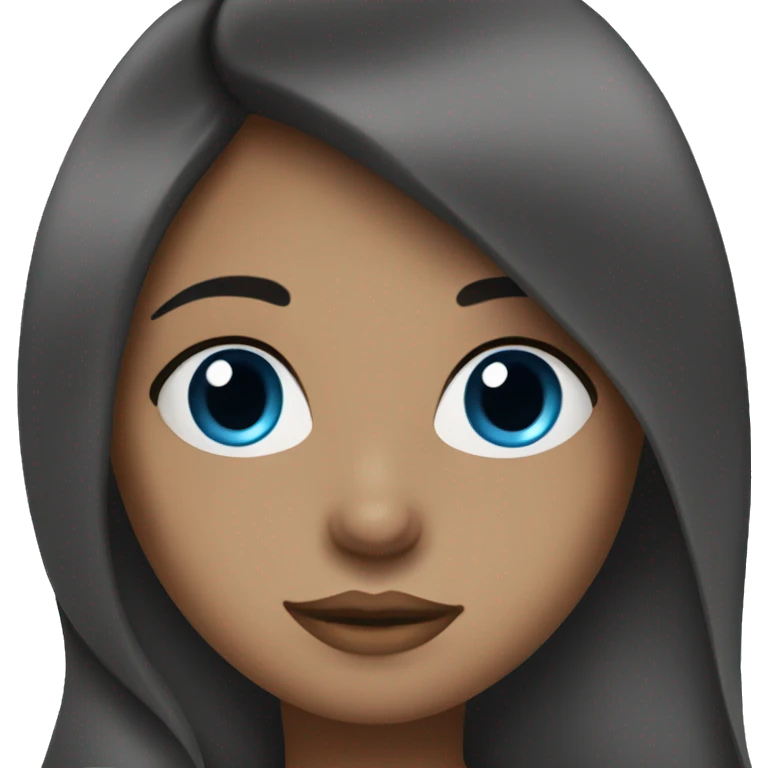 dark brunette girl, pretty lips, blue eyes, long hair emoji