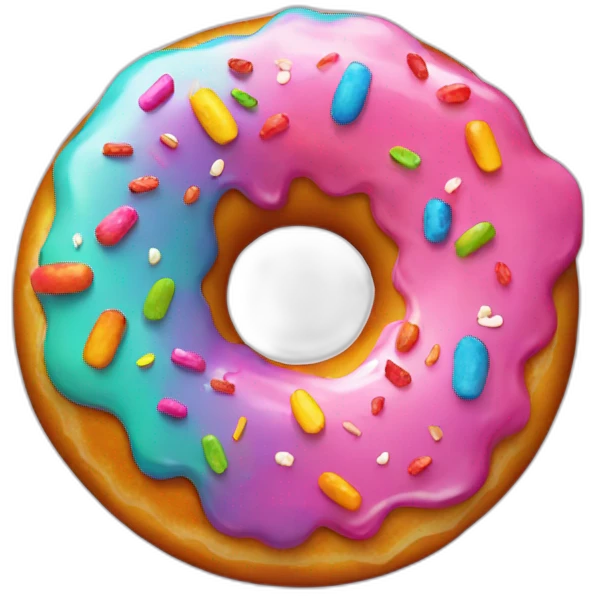 Rainbow donut with smiley face emoji