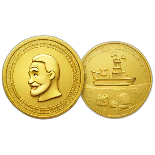 a gold coin on which Santa Claus is drawn emoji