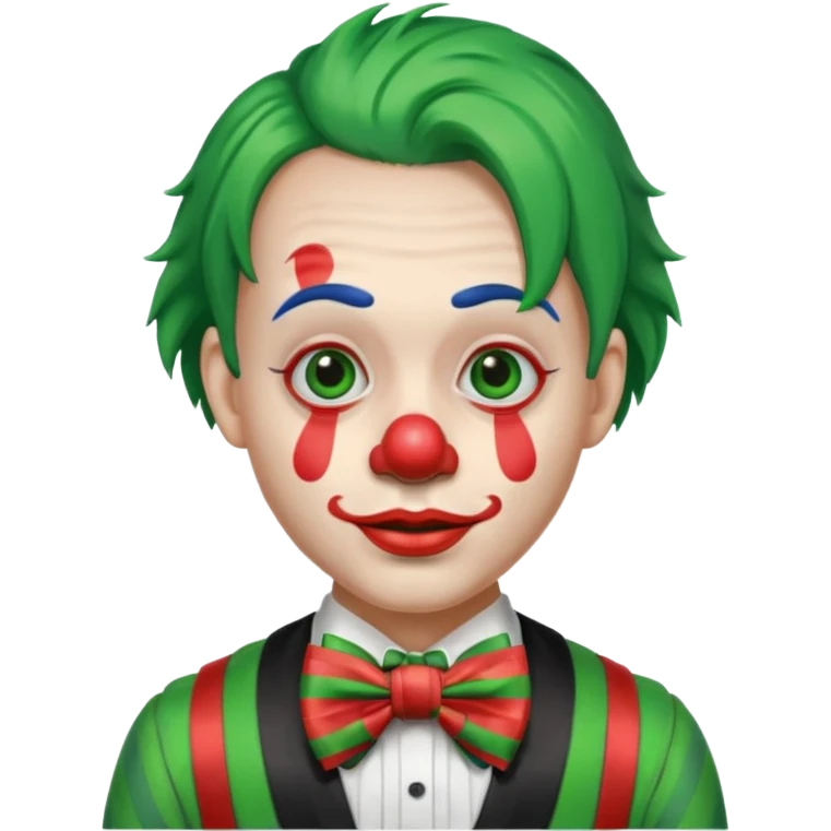 Clown with striped bow tie, green hair emoji