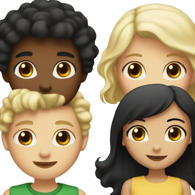 A boy with black hair and brown eyes next to a girl with blond hair and brown eyes emoji