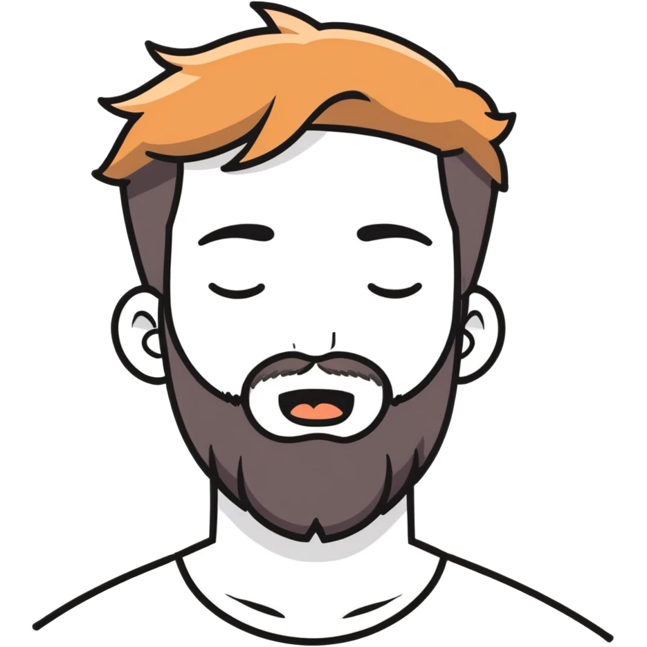 bearded boy with open mouth eyes close emoji
