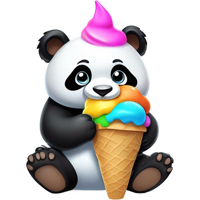 Panda eating ice cream emoji