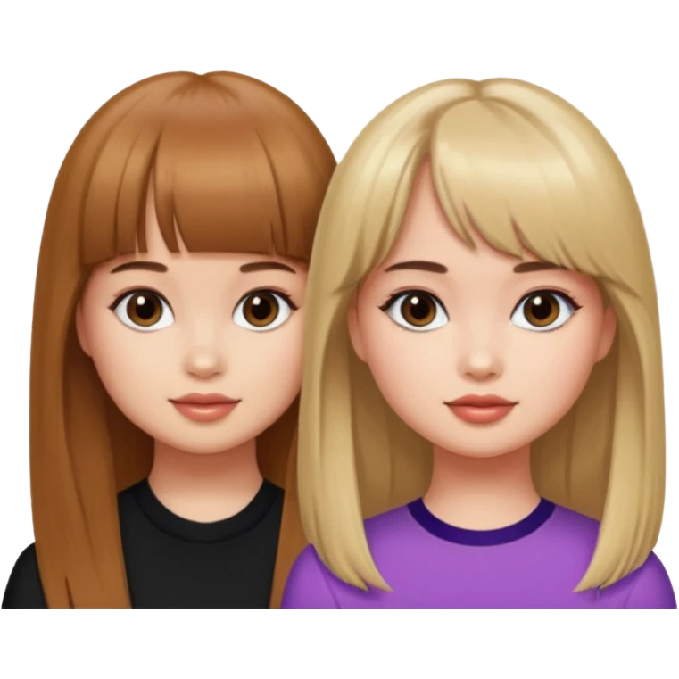 Debby Ryan (straight bangs) and Sabrina Carpenter emoji