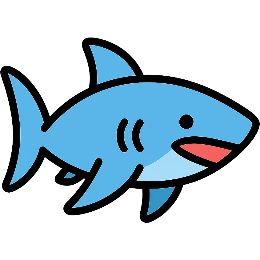 blue shark icon with color outline emoji