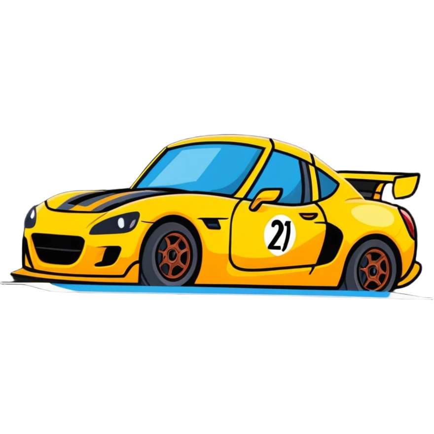 cartoonish emoji of a person named Abdal drifting in a sports car, energetic, fun, with motion lines emoji