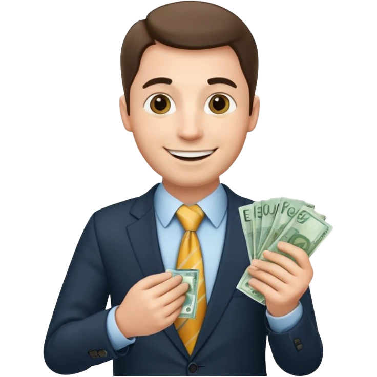 AN UNCLE with a tie in business clothes and with euro money
 emoji