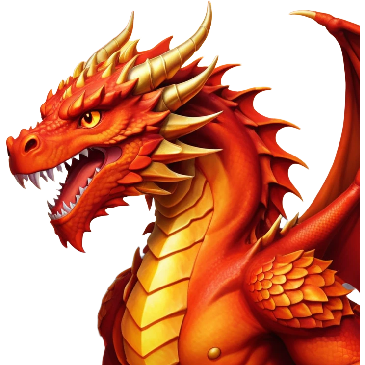 cinematic-noble-fierce-fire-dragon-portrait-emoji,-poised-and-imposing,-with-a-muscular,-scaled-body-ablaze-in-fiery-hues-of-crimson,-molten-orange,-and-molten-gold,-and-intense,-burning-eyes-that-mirror-the-heart-of-a-volcano;-rendered in detail emoji