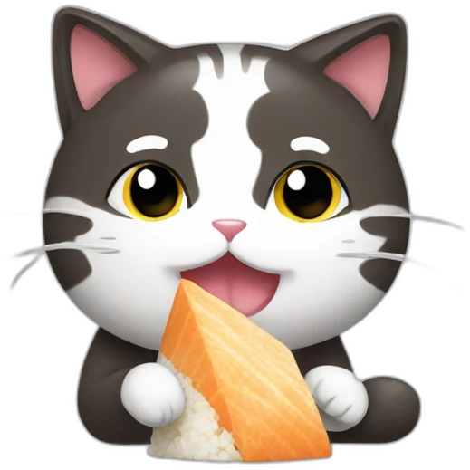 A cat watching eating an onigiri emoji