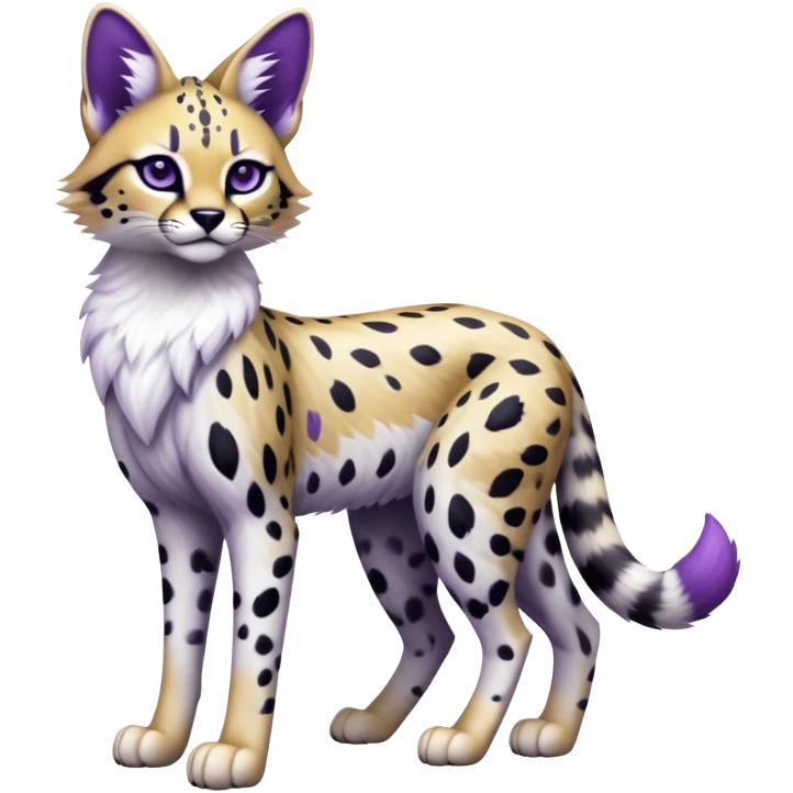 Epic Edgy Black White Purple ethereal Serval-Fionbri full body emoji