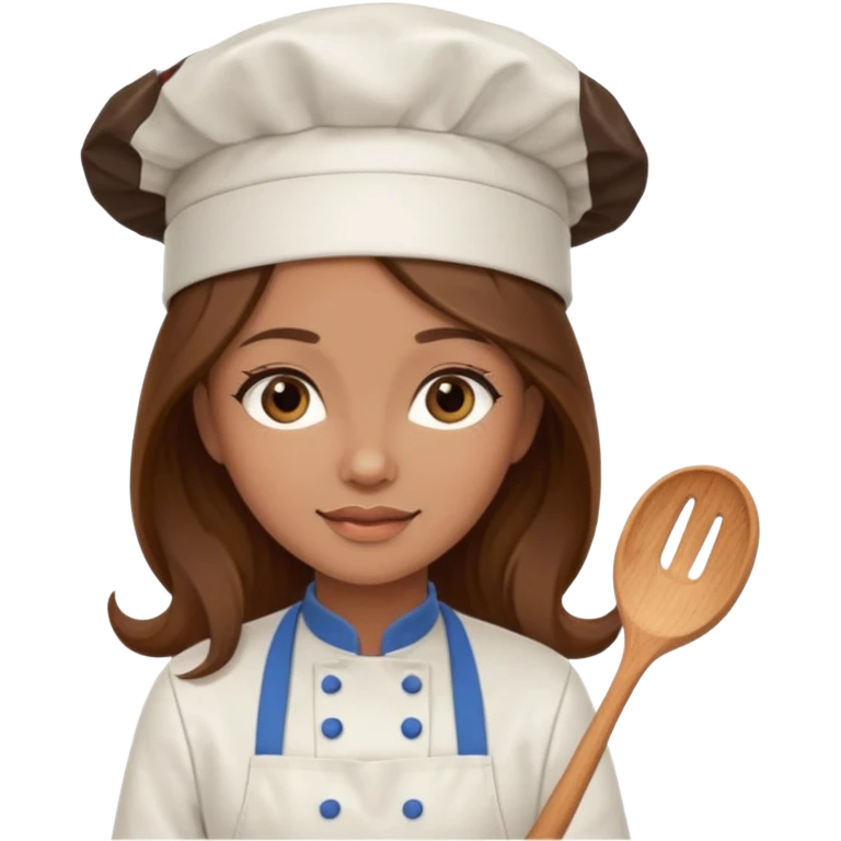 chef lady with long brown hair emoji