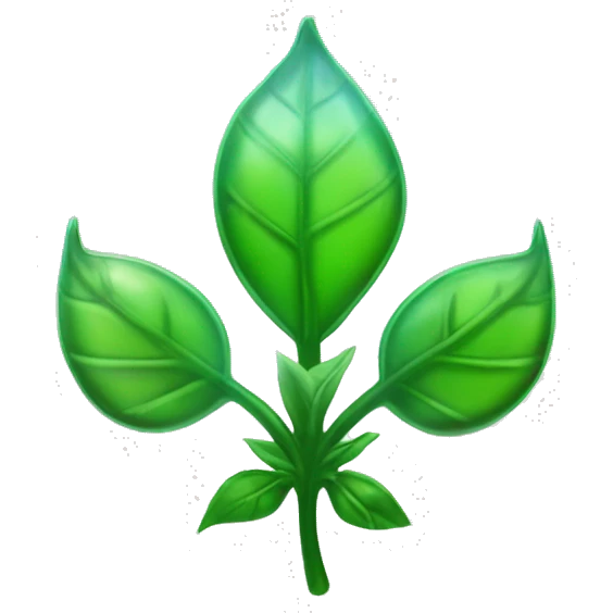 Hojas, un cristal, y el símbolo de Om para representar la conexión con lo espiritual y lo natural. tienda hilistica emoji