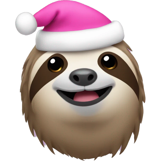 Sloth wearing a pink Christmas hat emoji