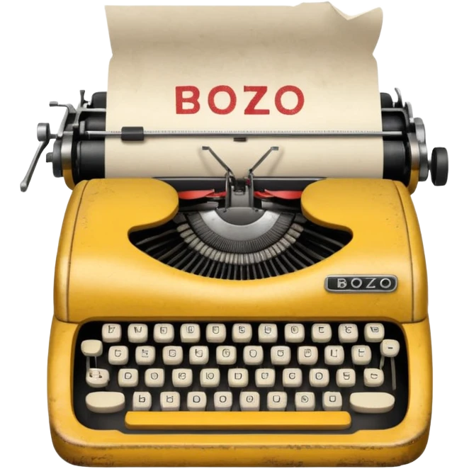 Typewriter typing on paper and the paper says bozo emoji
