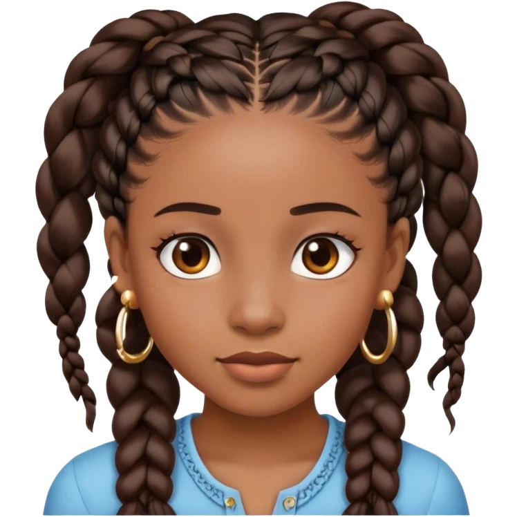 black girl with braids hanging down and no glasses and good earrings emoji