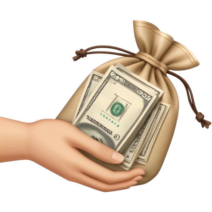 a hand holding a bag of moneya hand holding a bag of money emoji