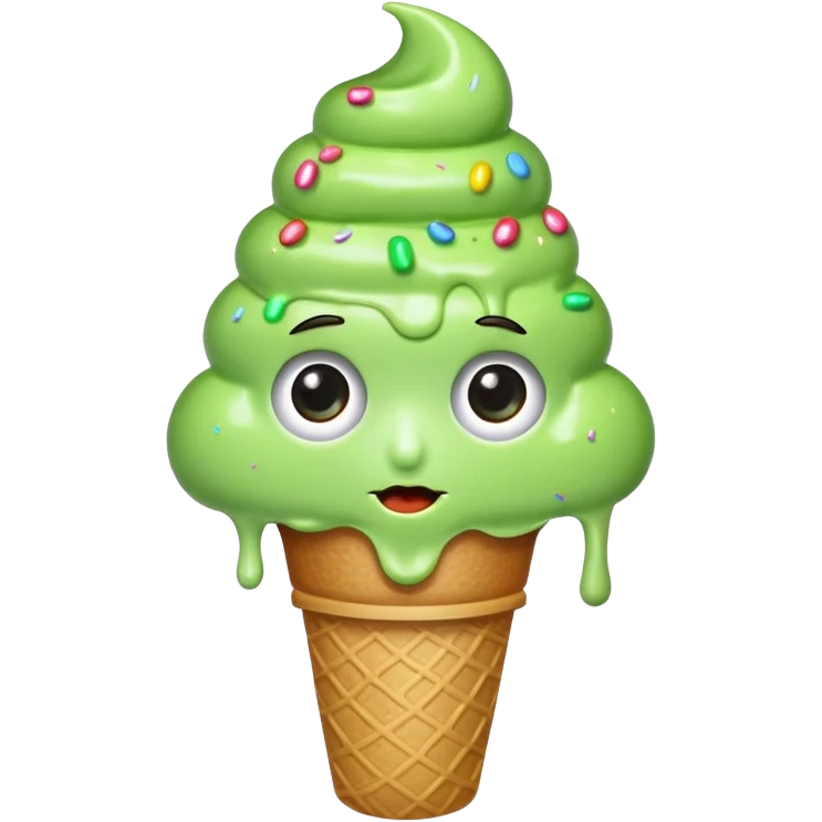 green ice cream with eyes and sprinkles emoji