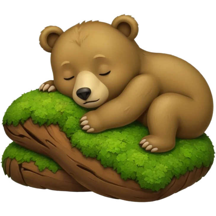 bear cub hugging moss pillow asleep emoji