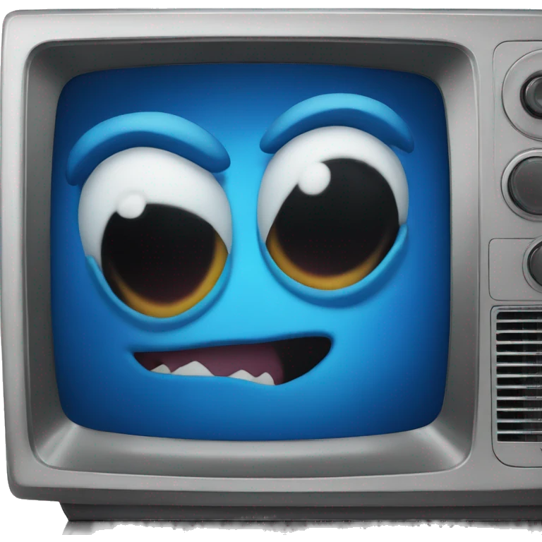 blue monster comes out of the TV set emoji