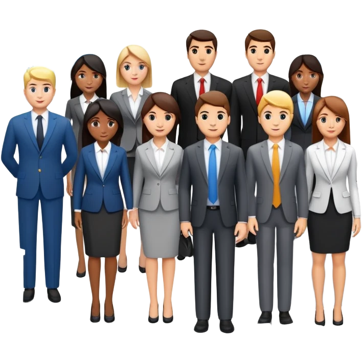 generate realistic detailed group of people inside office in 3d style emoji