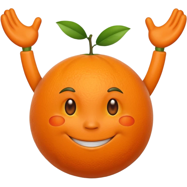 an Orange with arms and face expression emoji