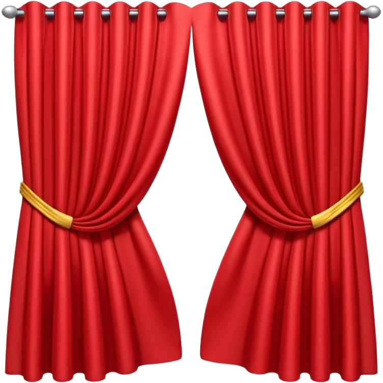 A 3D emoji of red theater curtains in , slightly parted in the middle with soft folds. Glossy, smooth texture, minimal Apple-style rendering, isolated on a white background.




 emoji