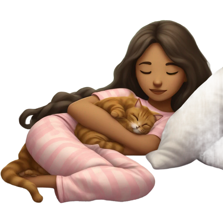 girl sleeping with cat emoji