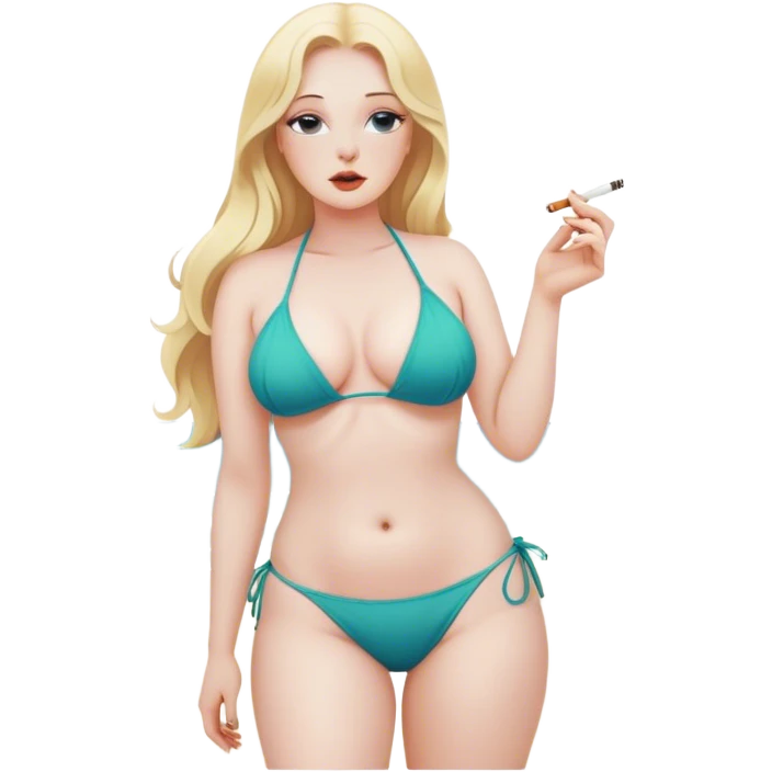 curvy long blonde hair pale beach pose smoking emoji