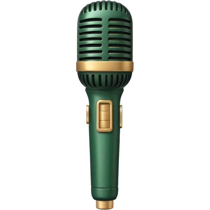 dark green radio microphone with beige inserts, only these two colors, slightly side view, emoji style emoji