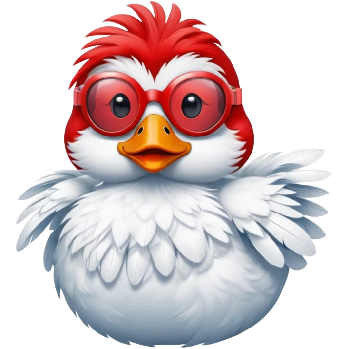 Red duck with swimming goggles emoji