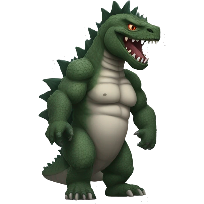 Godzilla with big tattoos on his skin emoji