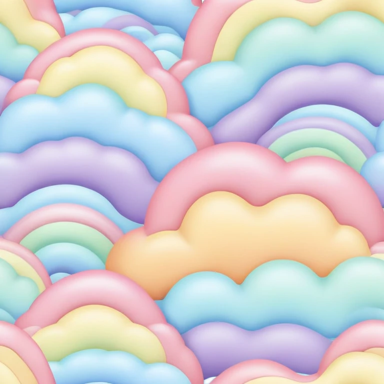 melted pastel rainbow puffy pattern background  emoji
