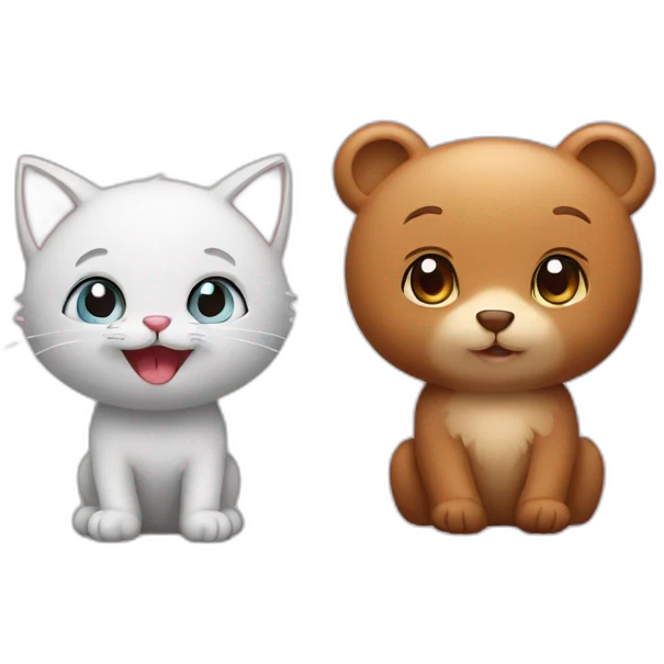kitten and a little bear emoji
