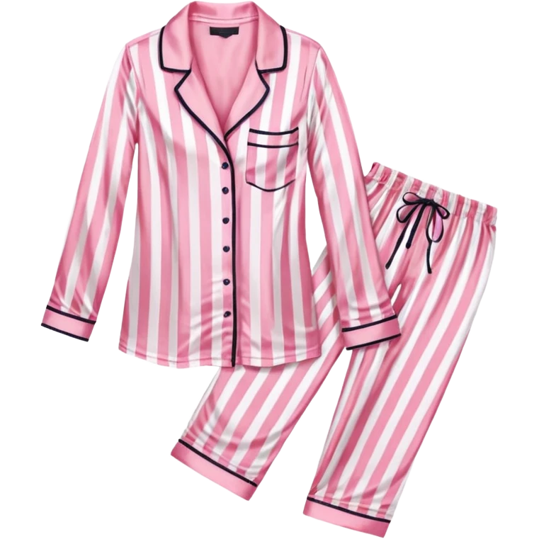 Striped pink and white silk Victoria’s Secret pajama set emoji