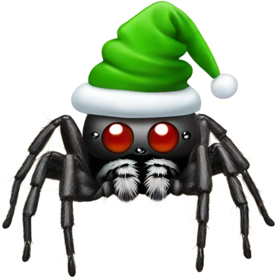 Jumping Spider with Christmas hat emoji