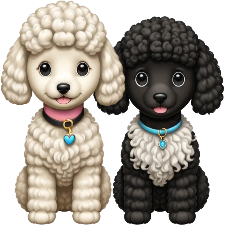 Dos caniches,uno blanco y el otro negro,QUE SEA RAZA CANICHE  emoji