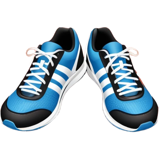 An icon featuring a pair of running shoes in the foreground on a red running track with white lane markings. The background showcases a grand stadium filled with cheering fans, bright floodlights, and a clear blue sky. Transparent background highlights the spirit of professional running. emoji