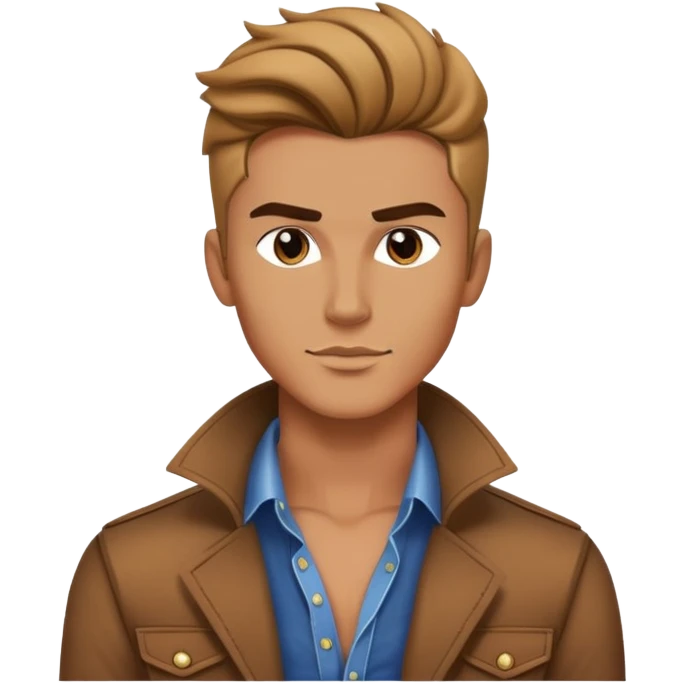 Handsome Western male fashion model with chiseled features, styled hair, designer clothes emoji