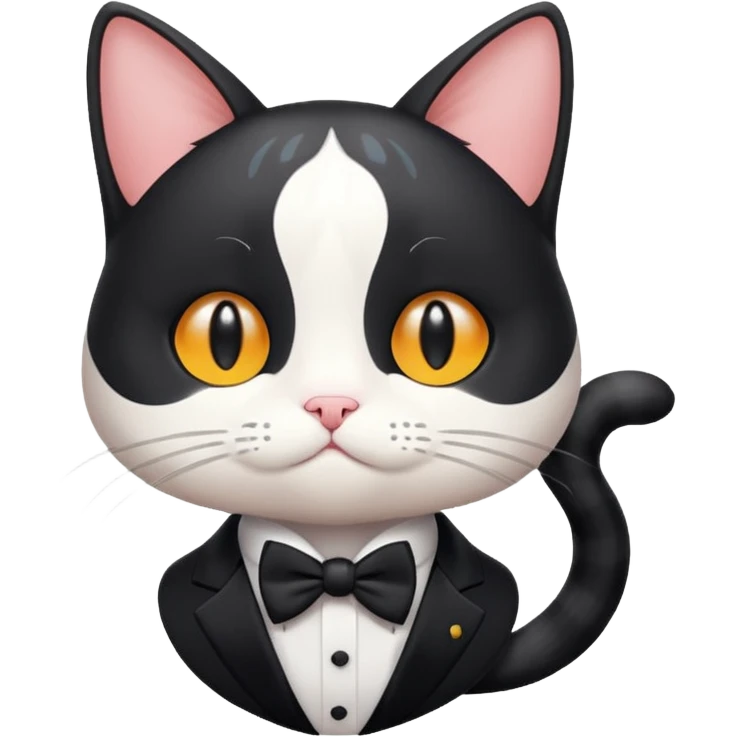 ghibli style tuxedo cat blushing emoji