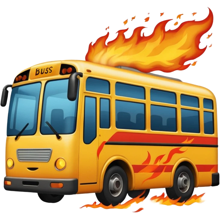 Bus running person over on fire emoji