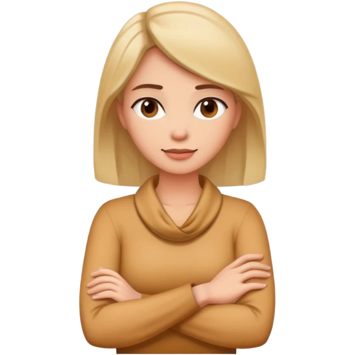 Female with arms crossed around her neck emoji