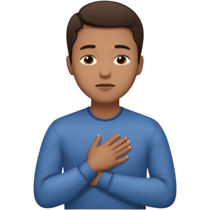una mano en pecho ojos cerrados hombre multirracial emoji