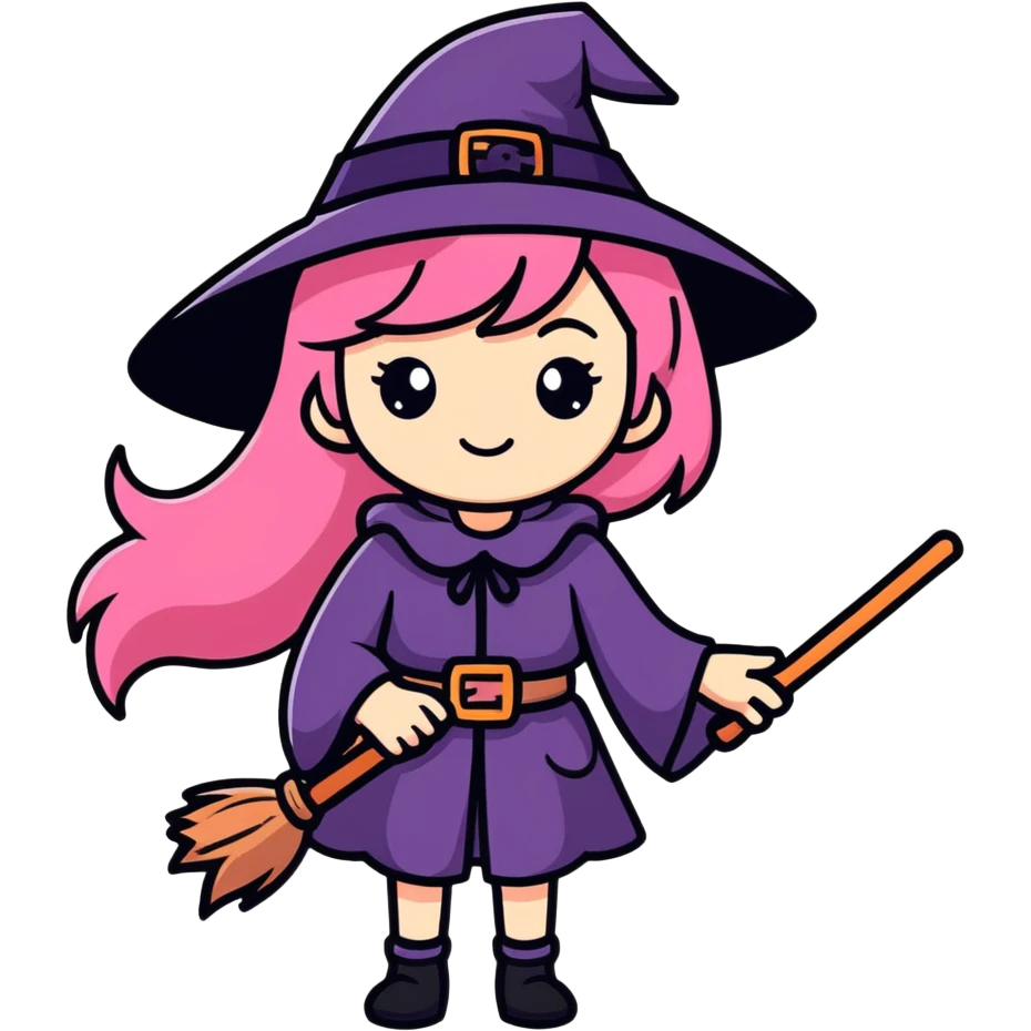 Witch with pink hair emoji