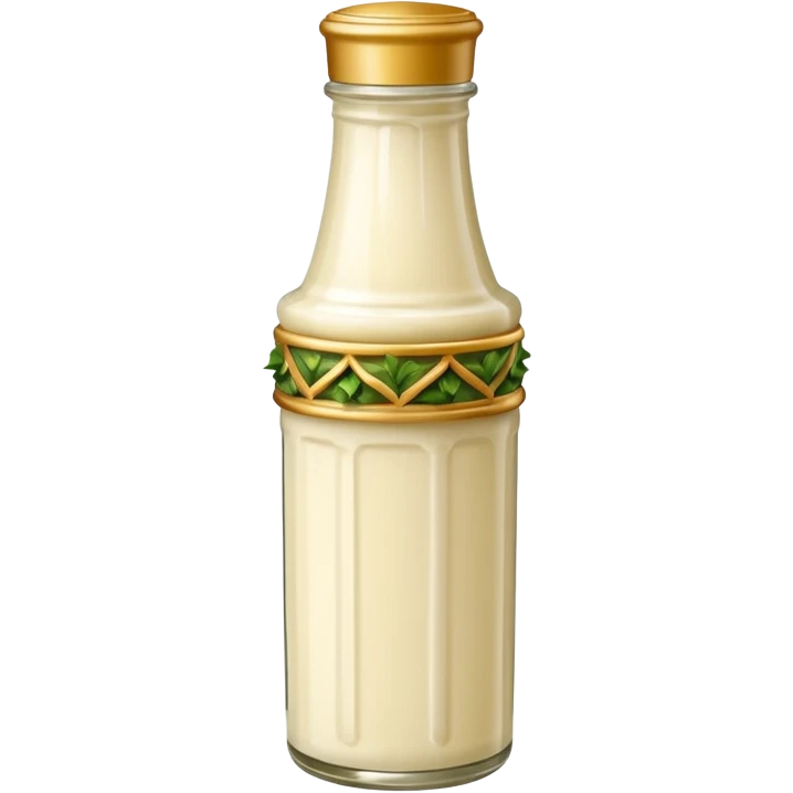 Creamy salad dressing in a bottle shaped like a roman pillar emoji