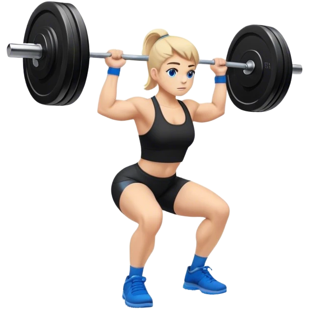 black clothes blue shoes barbell squats emoji