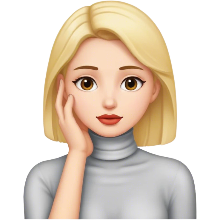 mulher com mao no pescoco emoji