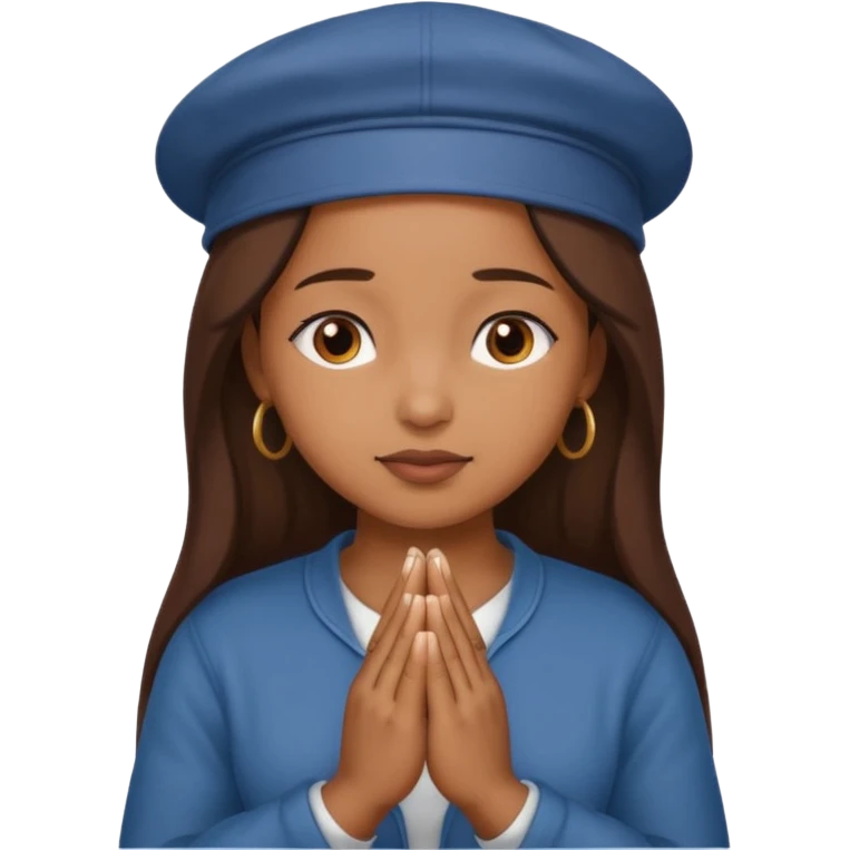 A BROWN MOTIVATIONAL woman WITH A CAP ON WITH PRAYING HANDS emoji