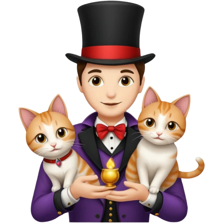 magician couple and their pet cat emoji