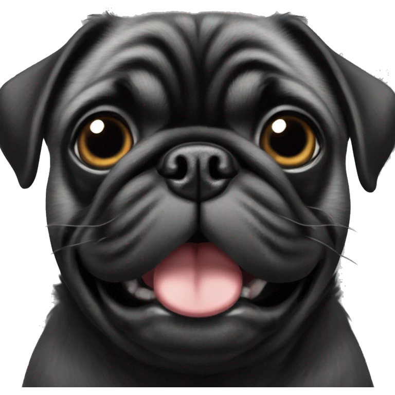Black pug with lots of grey fur around her mouth   emoji